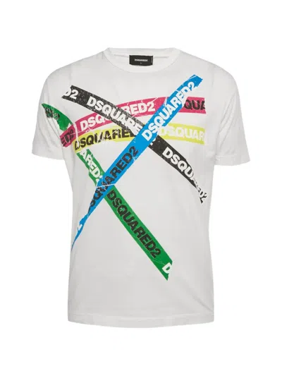 Pre-owned Dsquared2 Logo-tape T-shirt In White
