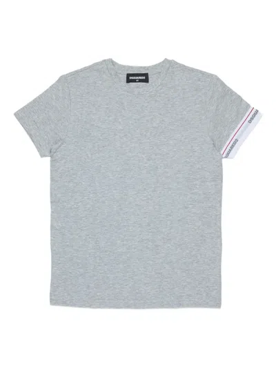 Dsquared2 Kids' Logo-trim T-shirt In Gray