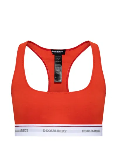 Dsquared2 Logo-underband Racerback Bra In Red