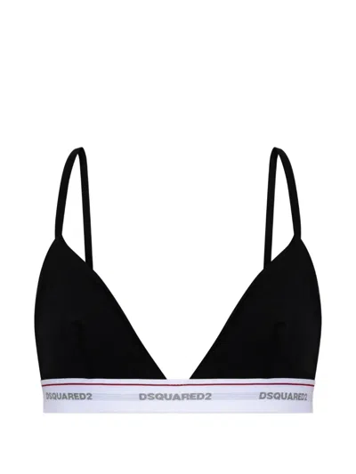 Dsquared2 Logo-underband Triangle Bra In Black
