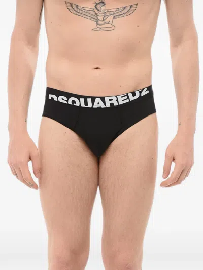 Dsquared2 Logo-waistband Briefs In Black