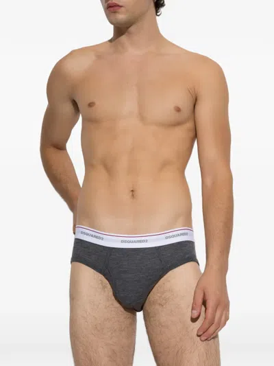 Dsquared2 Logo-waistband Briefs In Gray
