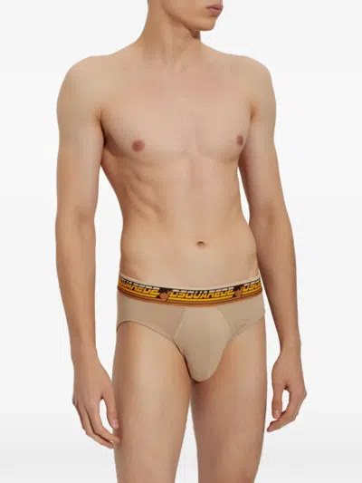 Dsquared2 Logo-waistband Briefs In Neutral