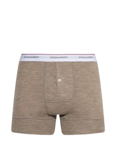 Dsquared2 Logo-waistband Button-detail Boxers In Neutral