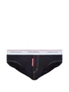 Dsquared2 Logo-waistband Contrast-stitch Briefs In Black