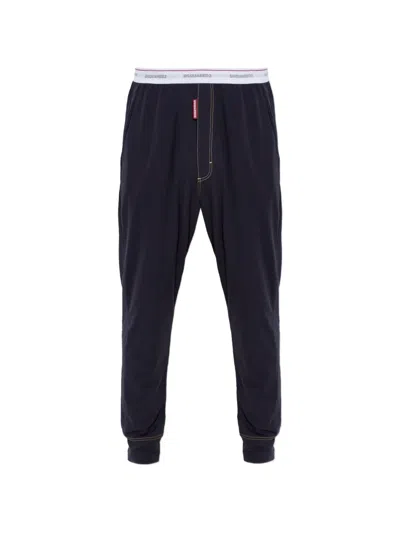 Dsquared2 Logo-waistband Contrast-stitch Pajamas In Blue