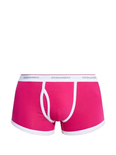 Dsquared2 Logo-waistband Contrast-trim Boxers In Pink