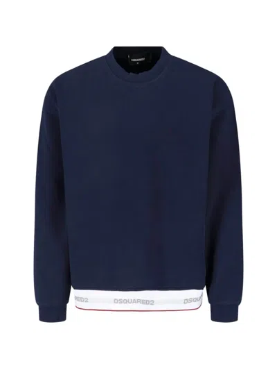 Dsquared2 Logo-waistband Cotton Sweatshirt In Blue