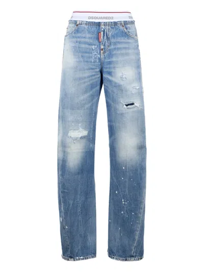 Dsquared2 Logo-waistband Jeans In Blue