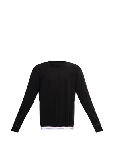 Dsquared2 Logo-waistband Long-sleeve T-shirt In Black