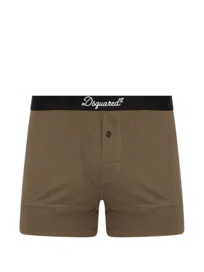 Dsquared2 Logo-waistband Ribbed Boxers In Brown
