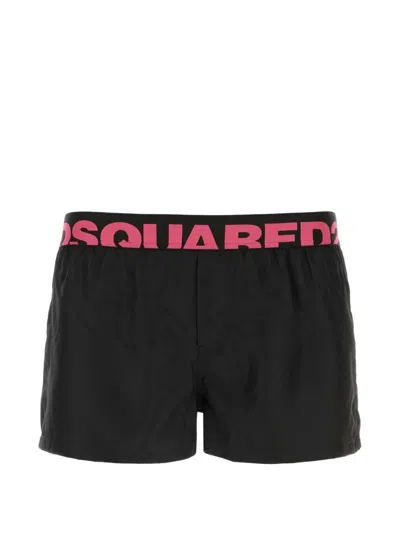 Dsquared2 Logo-waistband Swim Shorts In Black