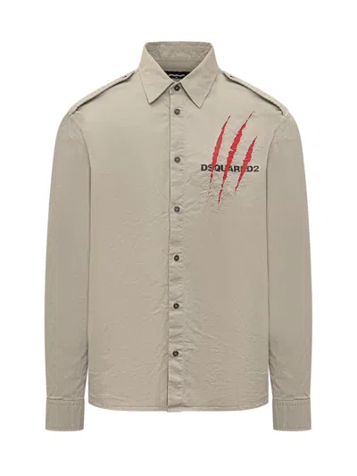 Dsquared2 Shirt With Nightmare Pattern In Beige