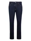 Dsquared2 Five-pocket Button-up Jeans With Logo Patch In Blue