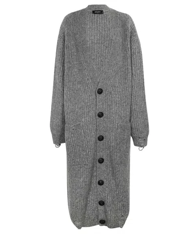Dsquared2 Long Knitted Cardigan In Grey