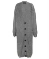 Dsquared2 Alpaca Blend Rib Knit Long Cardigan In Heather Grey