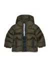 Dsquared2 Long Padded Jacket With Logo In Green