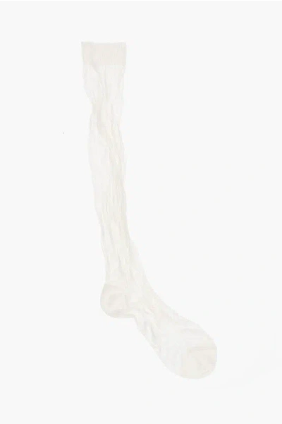 Dsquared2 Long Ribbed And Solid-color Socks In White