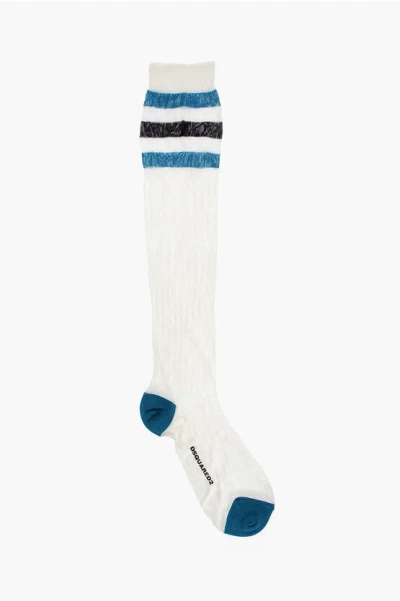 Dsquared2 Long Ribbed Socks With Contrasting Details In White