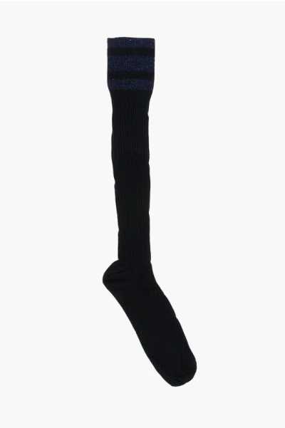 Dsquared2 Long Ribbed Socks With Lurex Details In Black