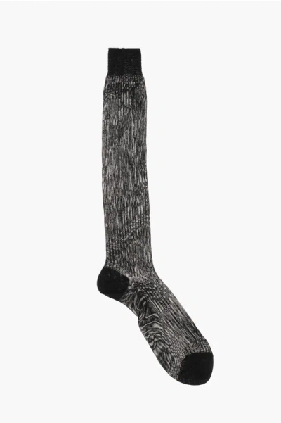 Dsquared2 Long Ribbed Solid-color Socks In Black