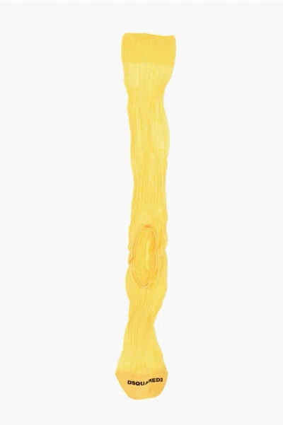 Dsquared2 Long Ribbed Solid-color Socks In Yellow