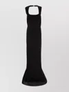 Dsquared2 Long Satin Dress Fishtail Hem In Black