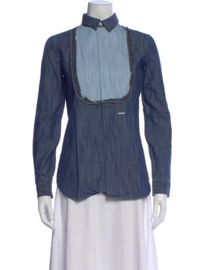 Pre-owned Dsquared2 Long Sleeve Button-up Top In Blue
