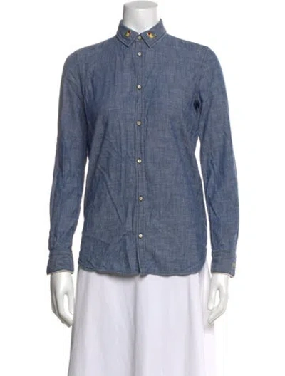Pre-owned Dsquared2 Long Sleeve Button-up Top In Blue