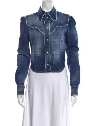 Pre-owned Dsquared2 Long Sleeve Button-up Top In Blue