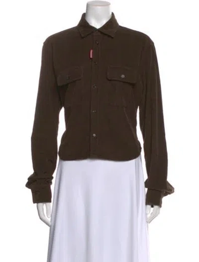 Pre-owned Dsquared2 Long Sleeve Button-up Top In Brown