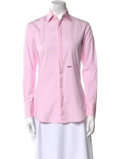Pre-owned Dsquared2 Long Sleeve Button-up Top In Pink