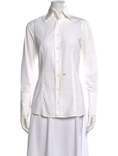 Pre-owned Dsquared2 Long Sleeve Button-up Top In White