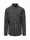 Dsquared2 Long-sleeve Casual Denim Shirt With Pocket Details In Black