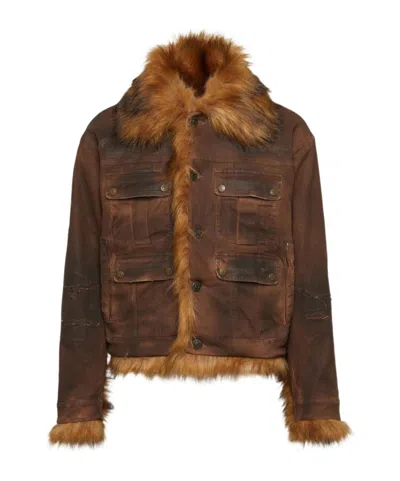 Dsquared2 Long Sleeve Casual Jacket In Brown