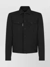 Dsquared2 Long Sleeve Collared Coat With Chest Pockets In Black