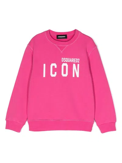 Dsquared2 Kids' Long-sleeve Cotton Jumper In Pink