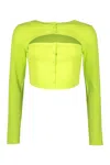 Dsquared2 Long Sleeve Crop Top In Green