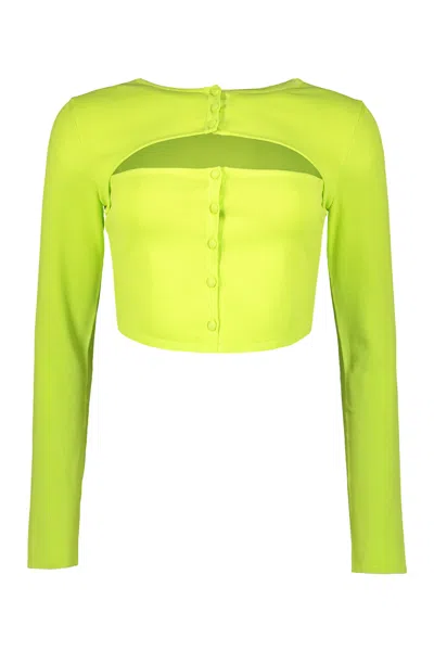 Dsquared2 Long Sleeve Crop Top In Green