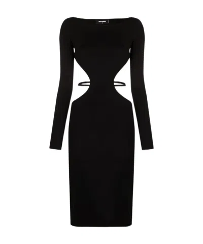 Dsquared2 Abito Midi Con Dettaglio Cut-out In Black