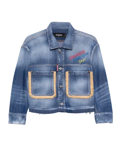 DSQUARED2 DSQUARED2 SUMMER LOVERS MEDIUM WASH MAXI DENIM JACKET