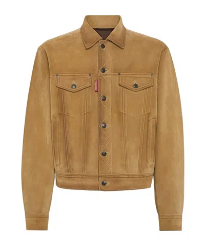 Dsquared2 Long Sleeve Denim Jacket In Brown
