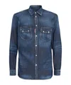 Dsquared2 Dan Shirt In Washed Blue Denim In Blue