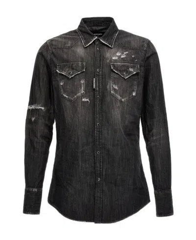 Dsquared2 Western Style Shirt With Chest Pockets And Pointed Collar In Multicolor