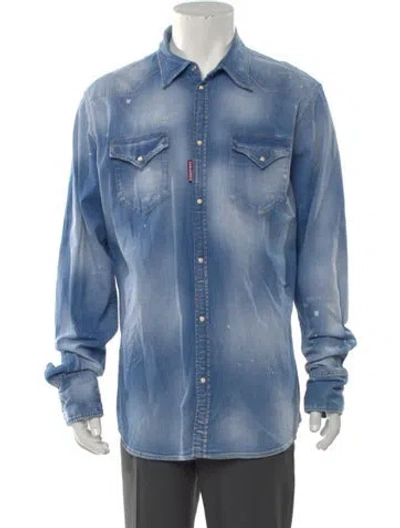 Pre-owned Dsquared2 Long Sleeve Denim Shirt In Blue