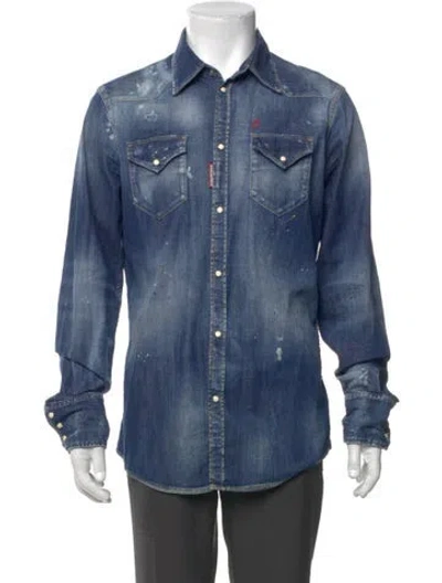 Pre-owned Dsquared2 Long Sleeve Denim Shirt In Blue