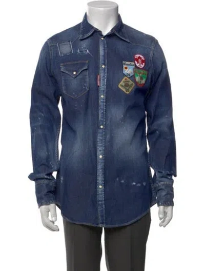 Pre-owned Dsquared2 Long Sleeve Denim Shirt In Blue