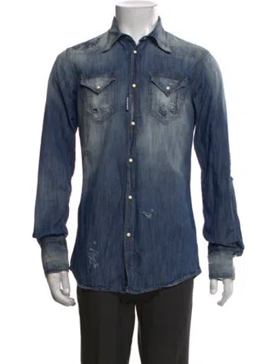Pre-owned Dsquared2 Long Sleeve Denim Shirt In Blue