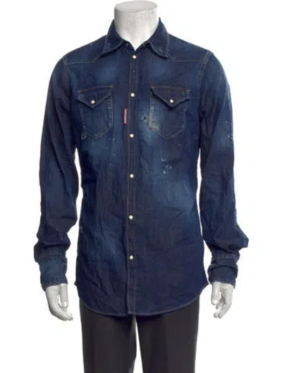 Pre-owned Dsquared2 Long Sleeve Denim Shirt In Blue