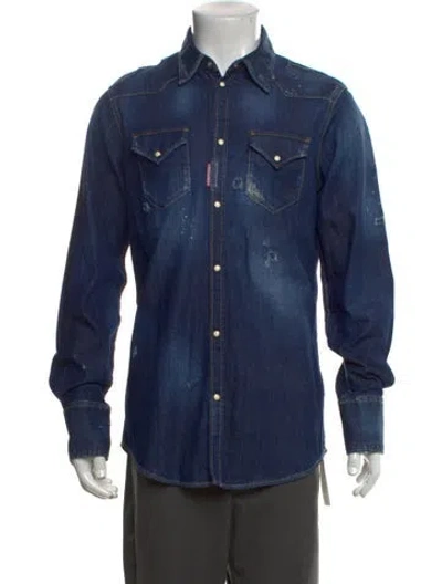 Pre-owned Dsquared2 Long Sleeve Denim Shirt In Blue